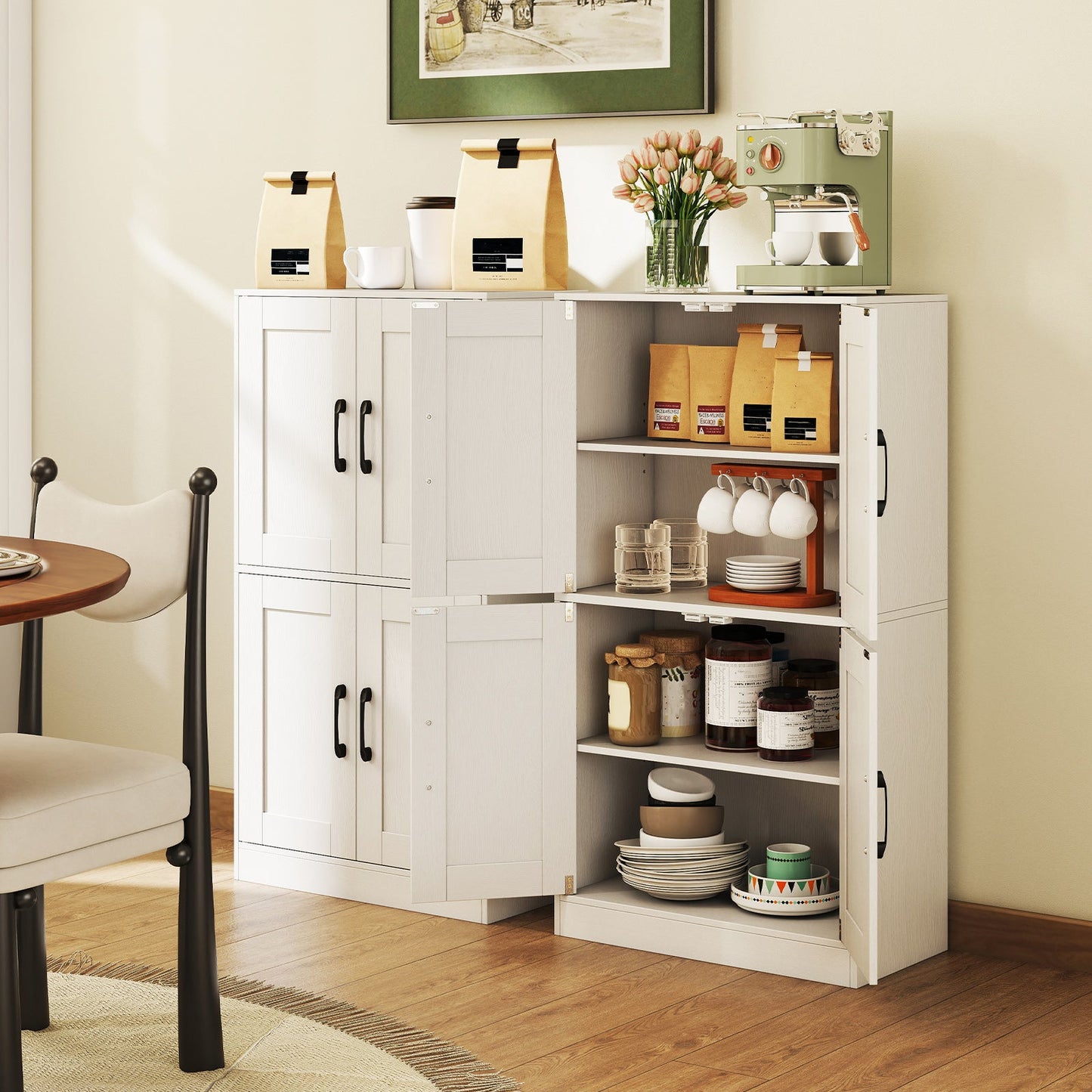 Bathroom Cabinet 43.5 inch Storage Cabinet with Doors and Adjustable Shelves