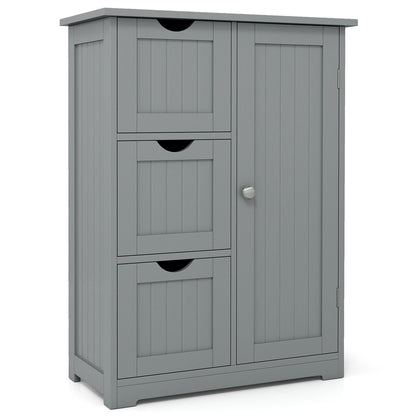 Bathroom Floor Cabinet Side Storage Cabinet with 3 Drawers and 1 Cupboard