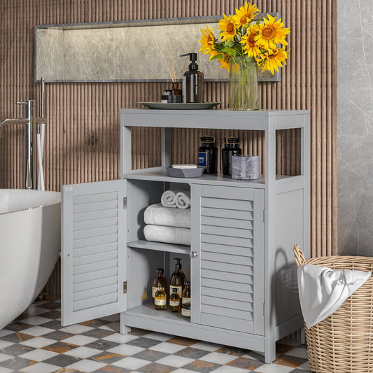 Freestanding Bathroom Floor Cabinet with Double Shutter Doors