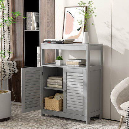 Freestanding Bathroom Floor Cabinet with Double Shutter Doors