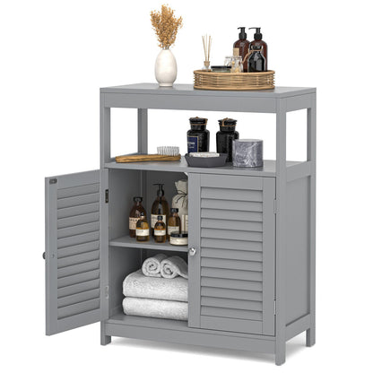 Freestanding Bathroom Floor Cabinet with Double Shutter Doors