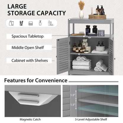 Freestanding Bathroom Floor Cabinet with Double Shutter Doors