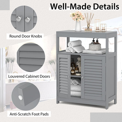 Freestanding Bathroom Floor Cabinet with Double Shutter Doors