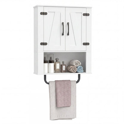 Bathroom Wall Cabinet with Barn Doors and Towel Bar
