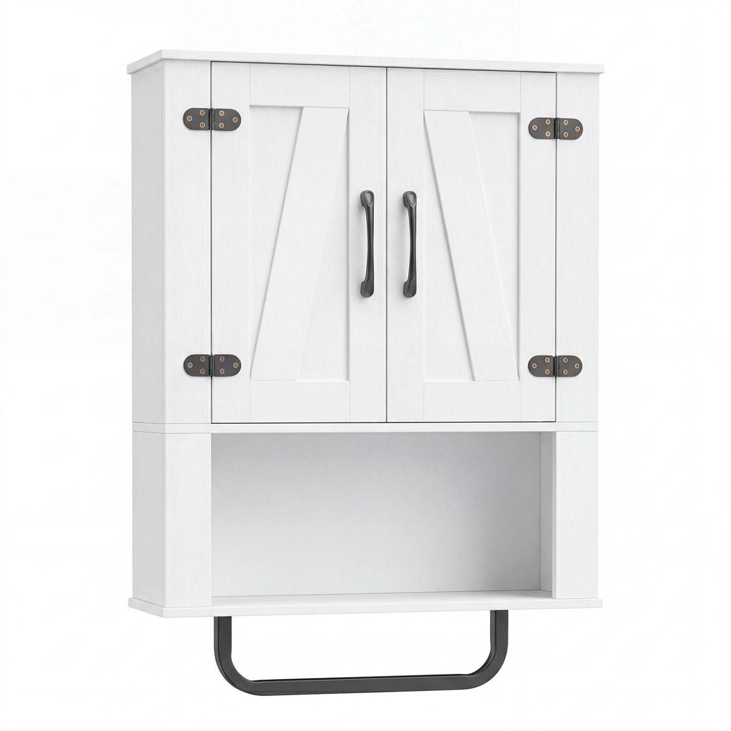 Bathroom Wall Cabinet with Barn Doors and Towel Bar