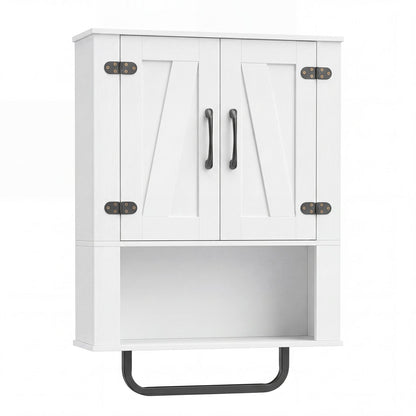 Bathroom Wall Cabinet with Barn Doors and Towel Bar