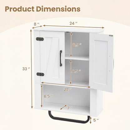 Bathroom Wall Cabinet with Barn Doors and Towel Bar