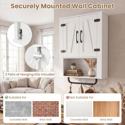 Bathroom Wall Cabinet with Barn Doors and Towel Bar