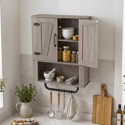 Bathroom Wall Cabinet with Barn Doors and Towel Bar