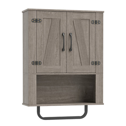Bathroom Wall Cabinet with Barn Doors and Towel Bar