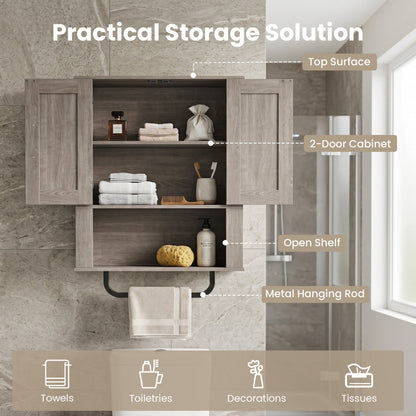Bathroom Wall Cabinet with Barn Doors and Towel Bar