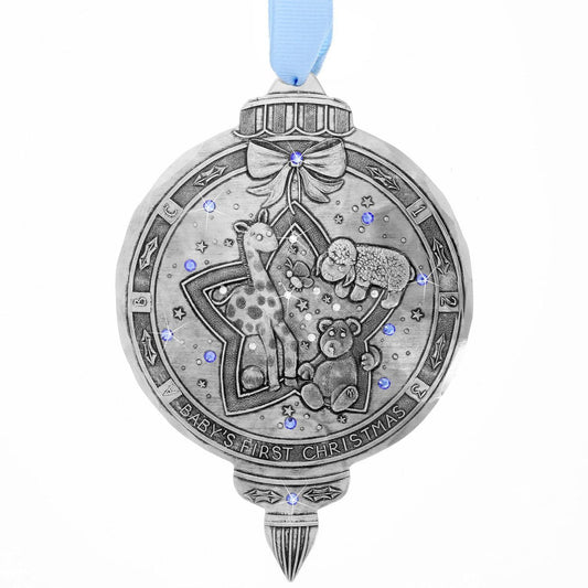Baby Boy's First Christmas Ornament with Crystals