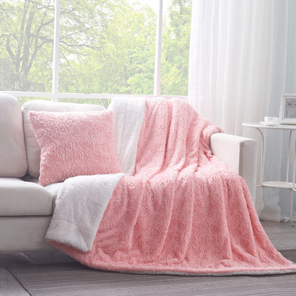 DaDa Bedding Pastel Pink Faux Fur Pillow Cover