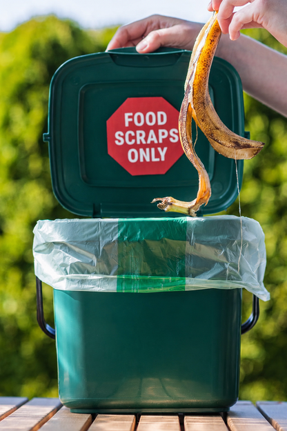 EcoSafe 2.5-Gallon Kitchen Caddy, Eco-Friendly Compost Container, Small Food Waste Bin for Food Scraps and Trash (QTY 1), SKU KCGRN