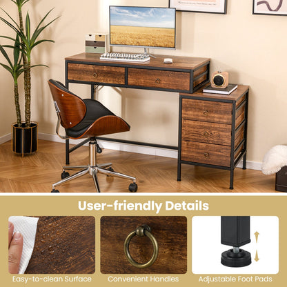Computer Desk with 5 Drawers Home Office Desk with Side File Cabinet