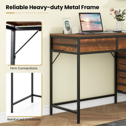 Computer Desk with 5 Drawers Home Office Desk with Side File Cabinet