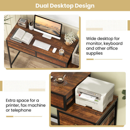 Computer Desk with 5 Drawers Home Office Desk with Side File Cabinet