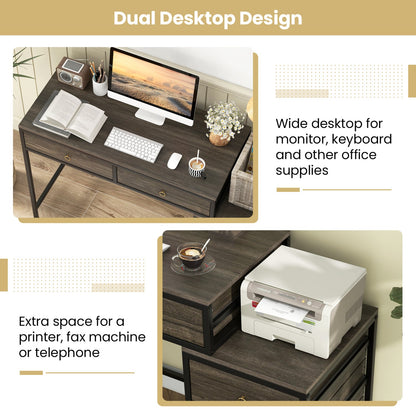 Computer Desk with 5 Drawers Home Office Desk with Side File Cabinet