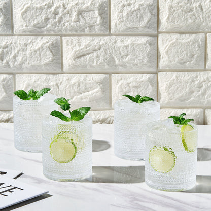 Barcelona Acrylic Hobnail Lowball Whiskey Glassware, Set of 4