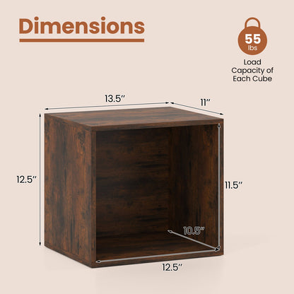 Cube Storage Organizer Stackable Open Book Shelf Wooden Display Shelving Unit