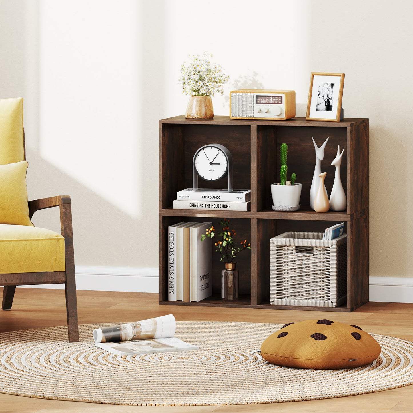 Cube Storage Organizer Stackable Open Book Shelf Wooden Display Shelving Unit