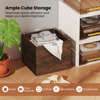 Cube Storage Organizer Stackable Open Book Shelf Wooden Display Shelving Unit