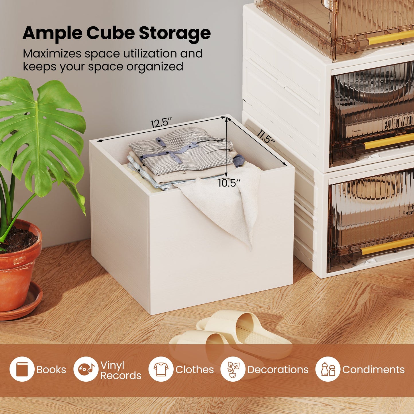 Cube Storage Organizer Stackable Open Book Shelf Wooden Display Shelving Unit