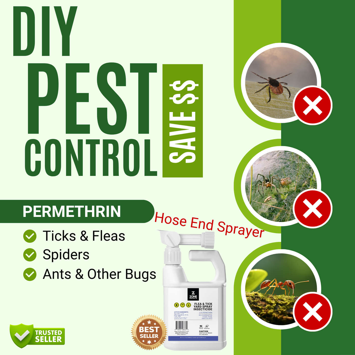 Flea and Tick Yard Spray Insecticide Hose End Sprayer
