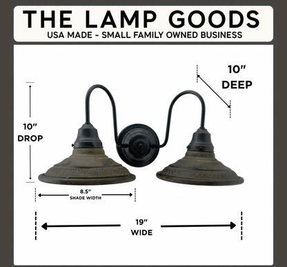 DOUBLE Rustic INDUSTRIAL Farmhouse Wall Light Fixture