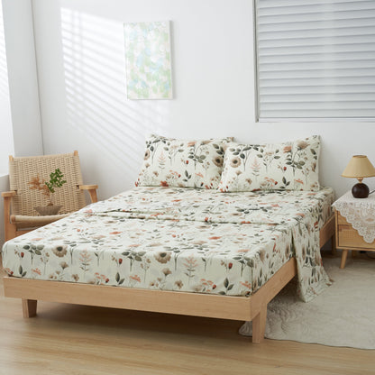 DaDalogy Enchanted Meadow Floral Microfiber Sheet Set