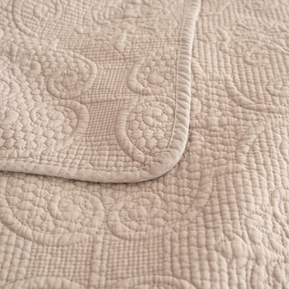 DaDa Bedding Neutral Taupe Beige Sandy Elegant Matelasse Cotton Quilted Bedspread Set (JHW-585)