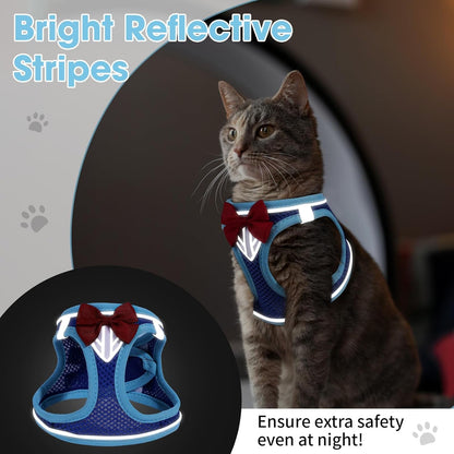 Escape Proof Cat Harness Leash Set Reflective Breathable Adjustable