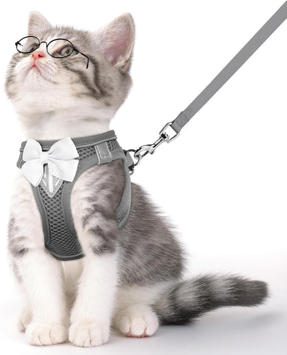 Escape Proof Cat Harness Leash Set Reflective Breathable Adjustable