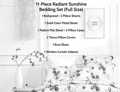 DaDa Bedding Sunshine Yellow Hummingbird Floral Bed in a Bag Set