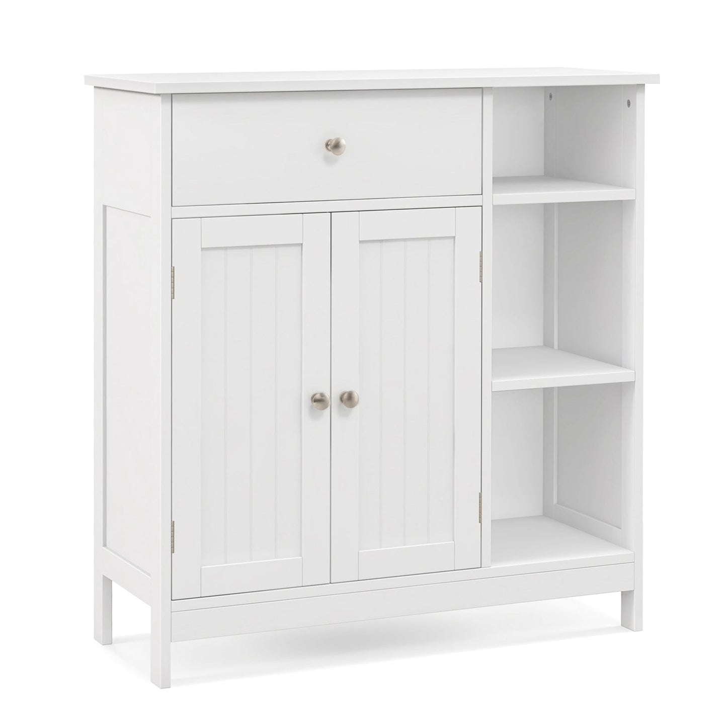 Bathroom Cabinet Floor Cabinet with Drawer and Open Compartments-White