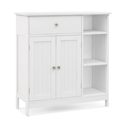 Bathroom Cabinet Floor Cabinet with Drawer and Open Compartments-White