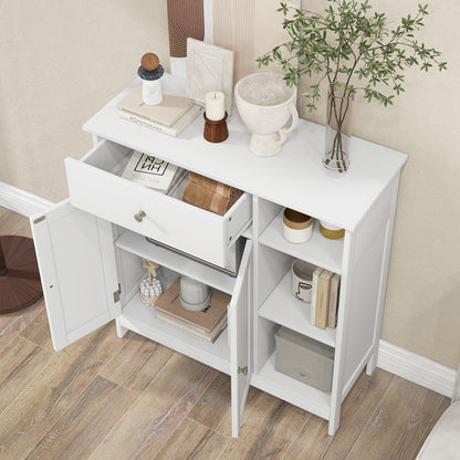Bathroom Cabinet Floor Cabinet with Drawer and Open Compartments-White