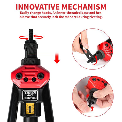 16" Rivet Nut Gun Kit Nut Sert Rivnut Tool With 15pcs Metric and UNC Mandrels