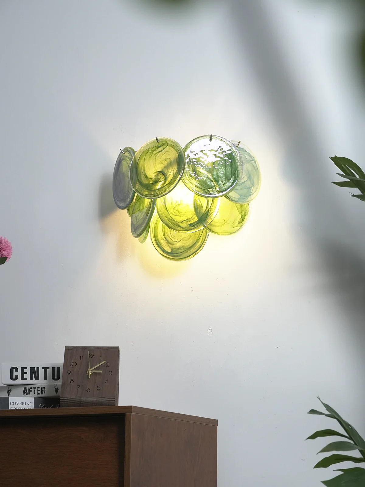 Green Murano Disc Wall Sconce