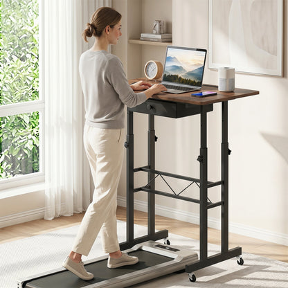 Height Adjustable Standing Desk with Wheels & Drawer