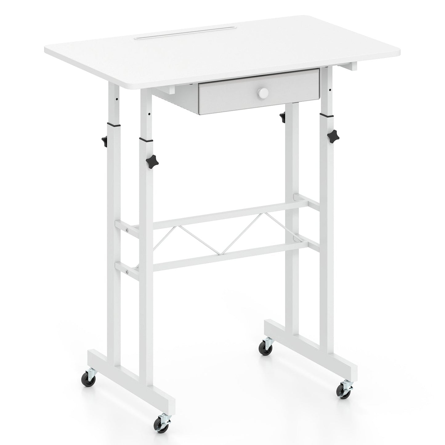 Height Adjustable Standing Desk with Wheels & Drawer