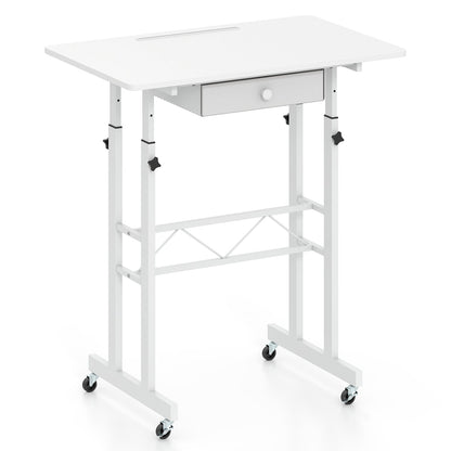 Height Adjustable Standing Desk with Wheels & Drawer