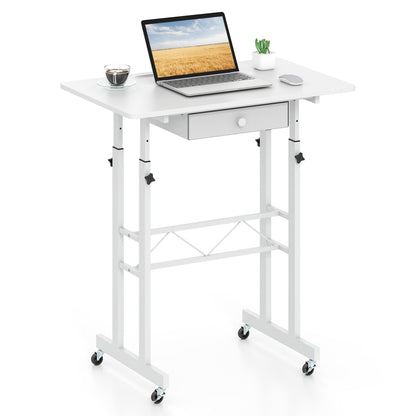 Height Adjustable Standing Desk with Wheels & Drawer