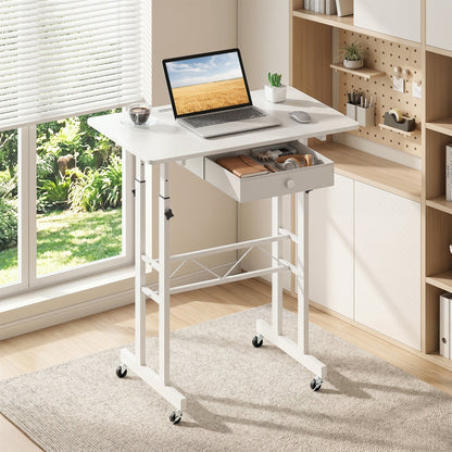 Height Adjustable Standing Desk with Wheels & Drawer