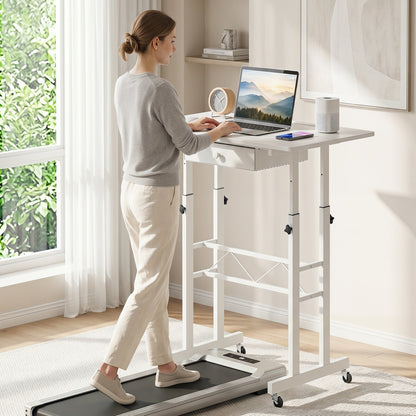 Height Adjustable Standing Desk with Wheels & Drawer