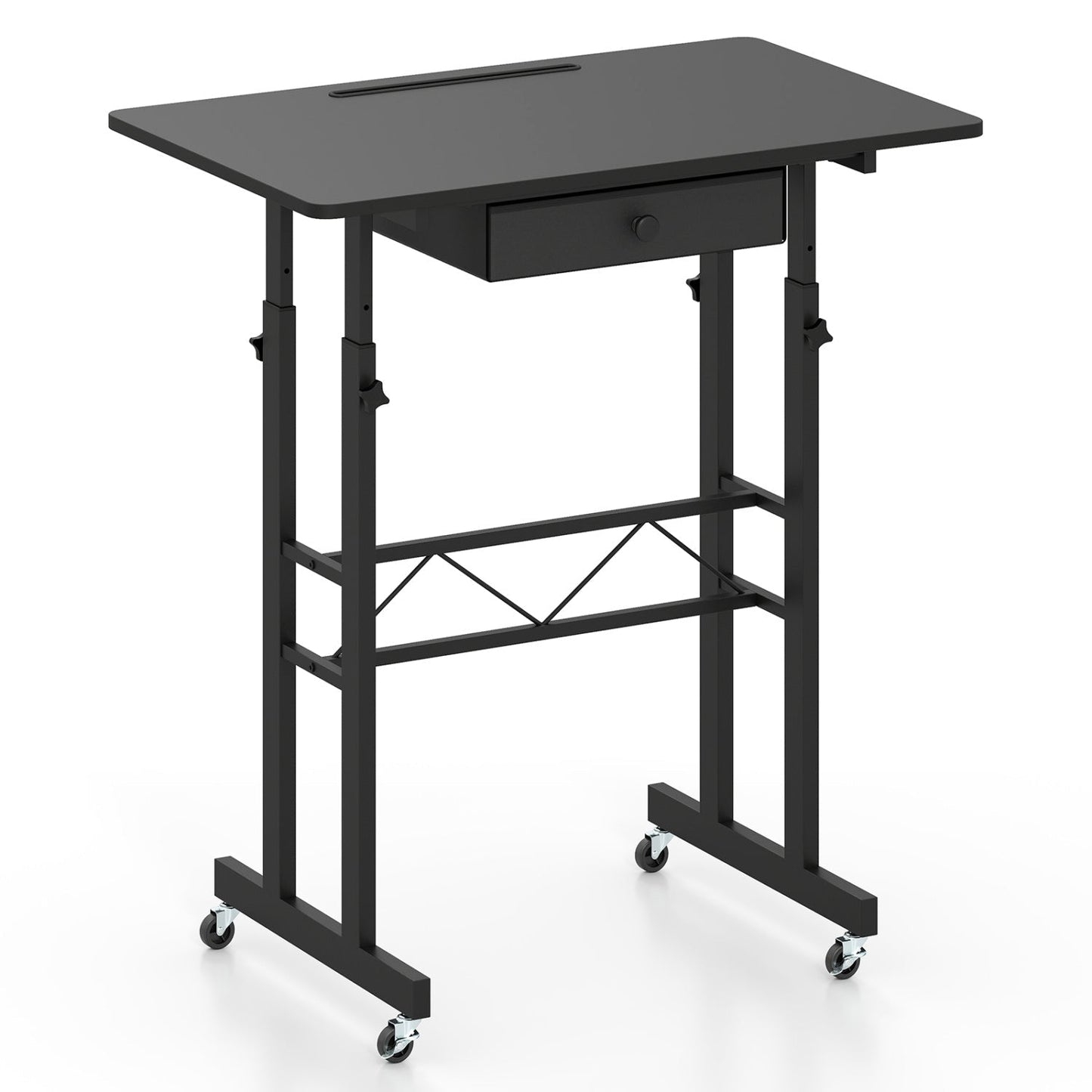 Height Adjustable Standing Desk with Wheels & Drawer
