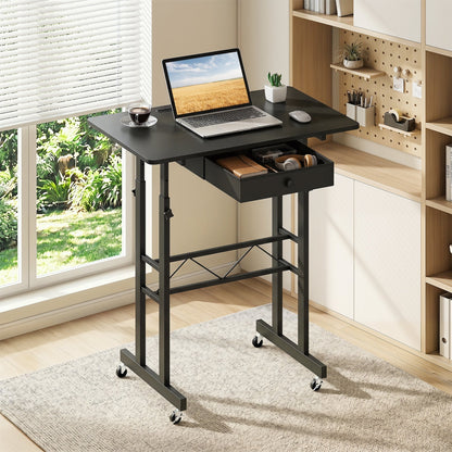 Height Adjustable Standing Desk with Wheels & Drawer