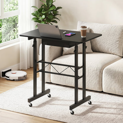 Height Adjustable Standing Desk with Wheels & Drawer