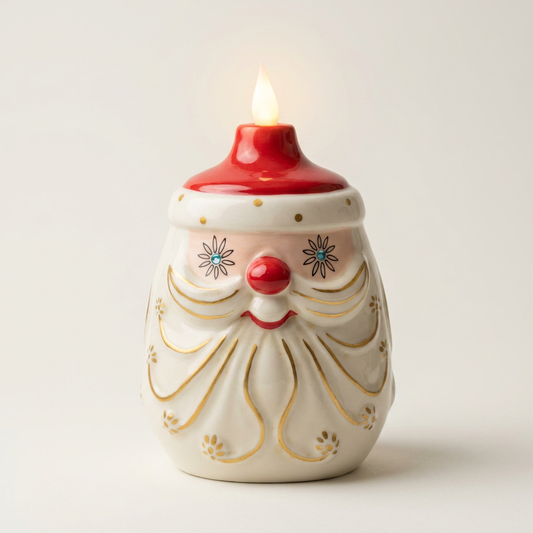 Starry Eyed Santa Candle-Lite | Mid Century Christmas Decor | Vintage Inspired Ceramic Holiday Figurine SHIPS SEPTEMBER