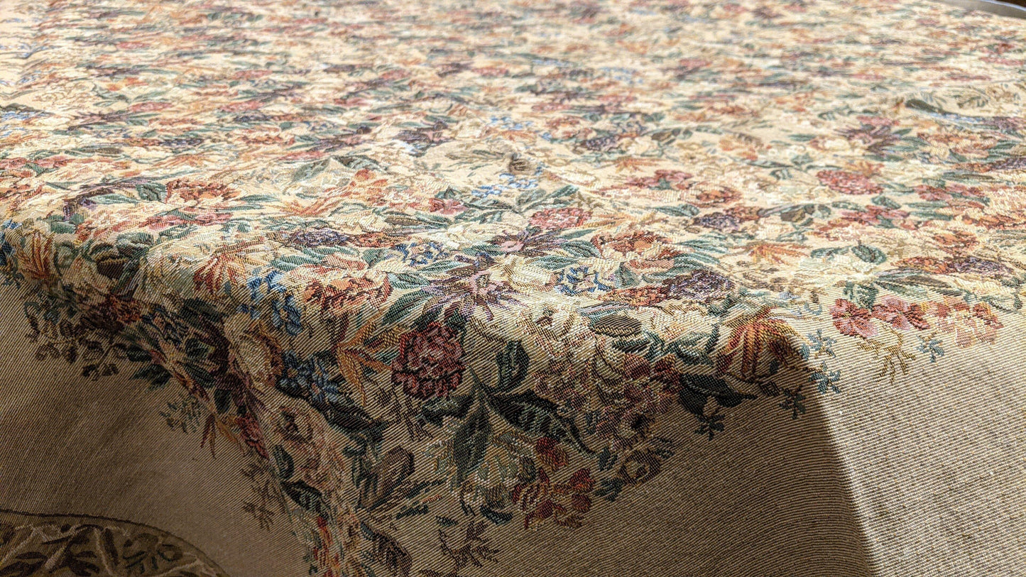 DaDa Bedding Wildflower Wonderland Floral Golden Beige Tan Square Dining Table Cloth (3100)